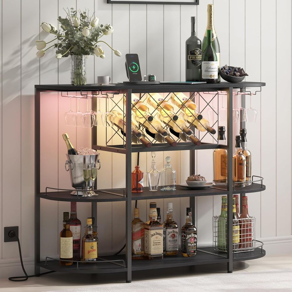 Wine & Beer Shop Photos - Table basse noire à 3 niveaux