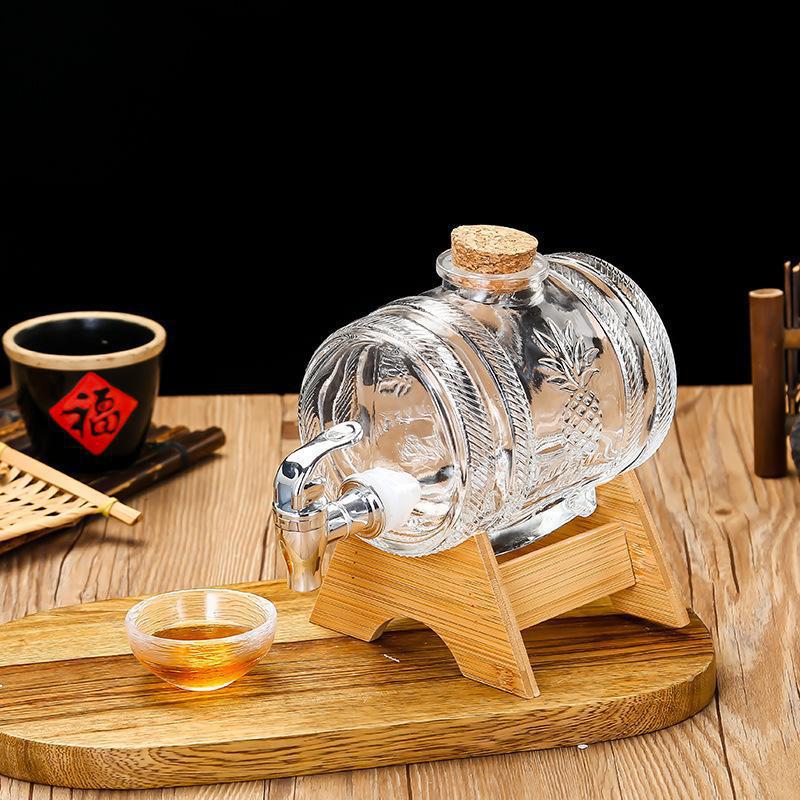 Wine Beer The Whiskey - Baril de whisky en verre 1L,